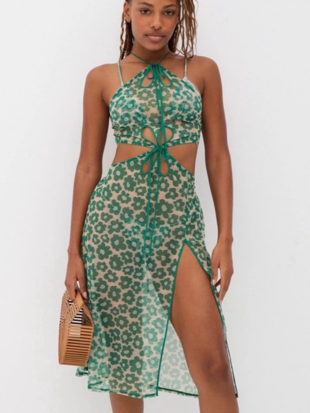 For Love And Lemons Floral Claudia Dress Sheer Cutout Beach Swim Cover Up XS